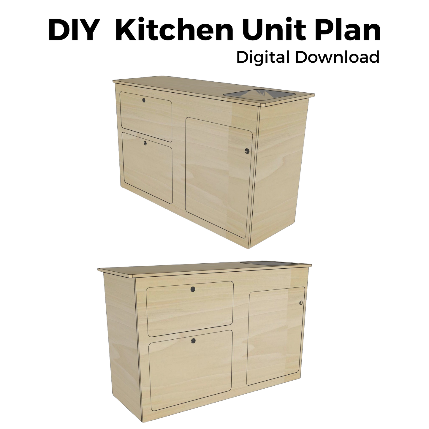Plan PDF fabrication meuble latéral en Français et Anglais