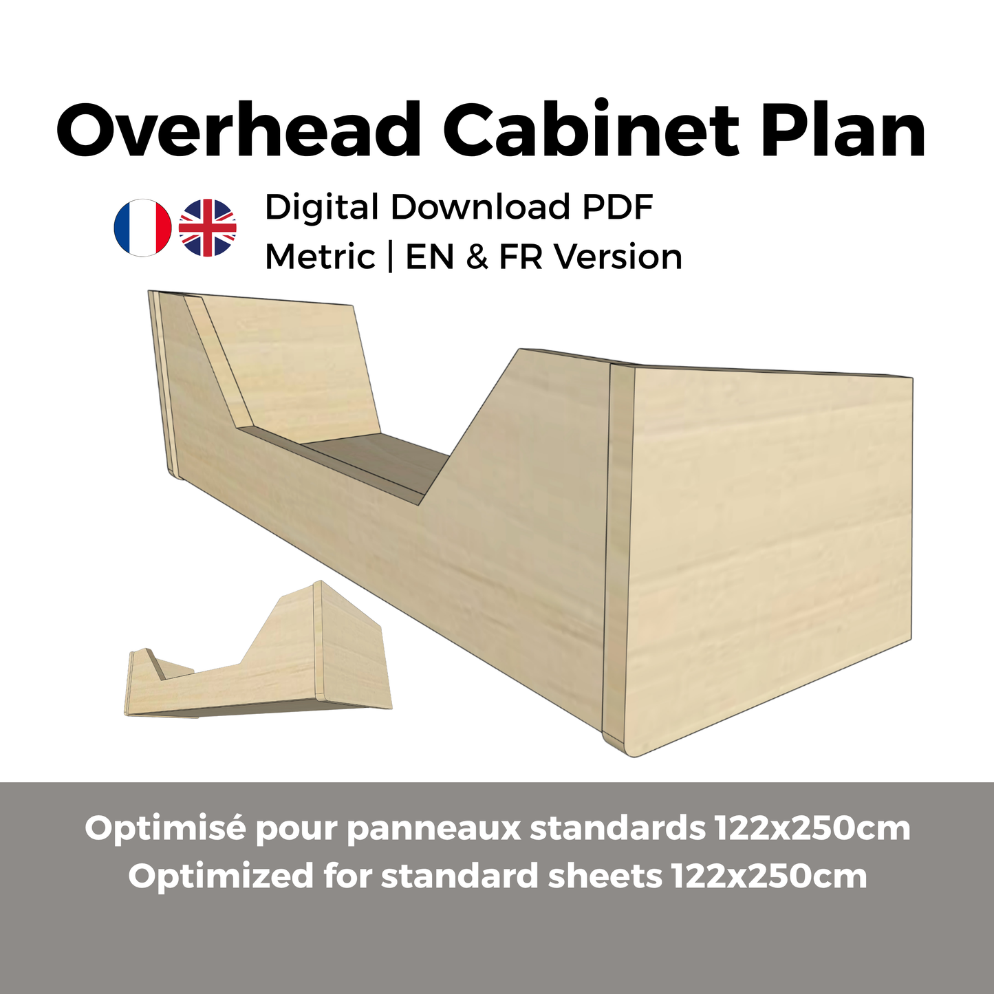 Plan PDF fabrication meuble haut en Français et Anglais