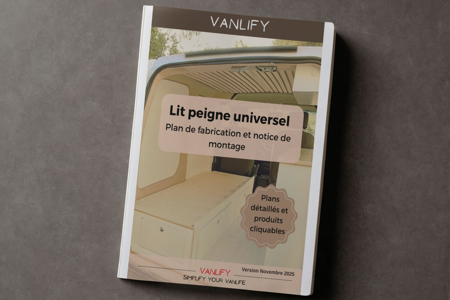 Plan PDF fabrication lit peigne en Francais et Anglais