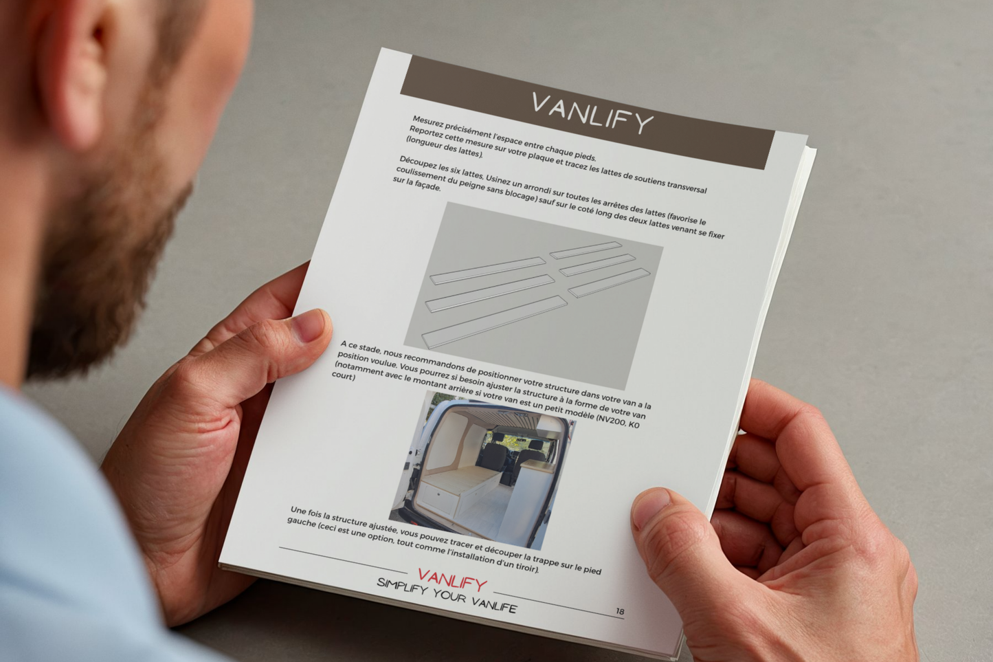 Plan PDF fabrication lit peigne en Francais et Anglais