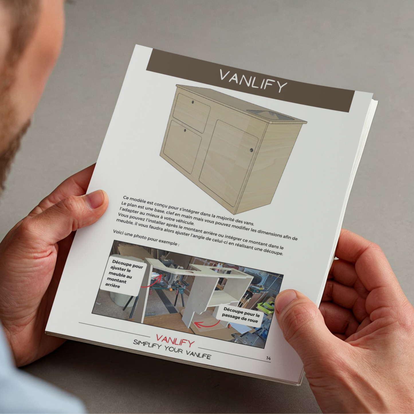 Plan PDF fabrication meuble latéral en Français et Anglais