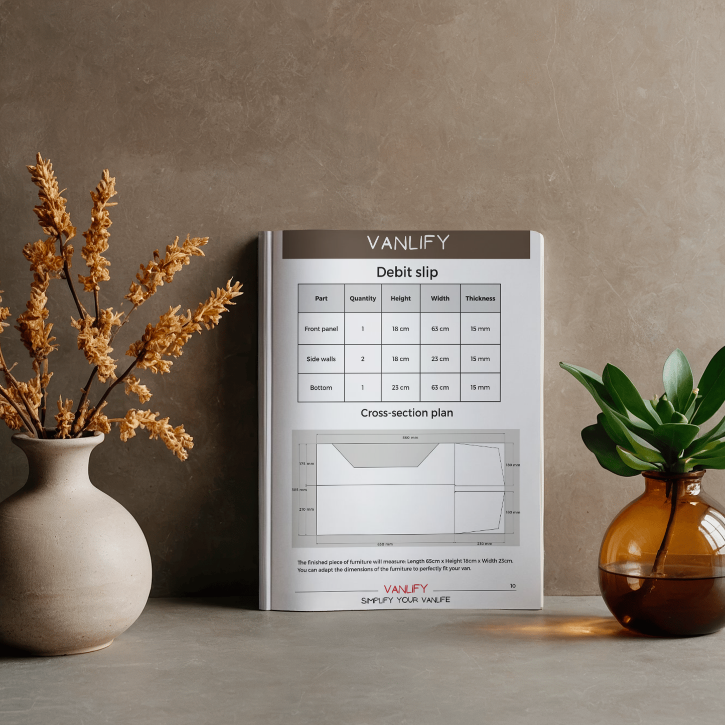 Plan PDF fabrication meuble haut en Français et Anglais