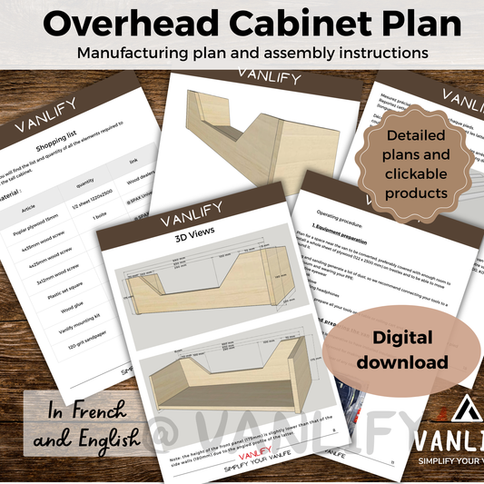Plan PDF fabrication meuble haut en Français et Anglais