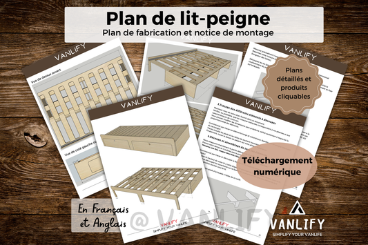 Plan PDF fabrication lit peigne en Francais et Anglais